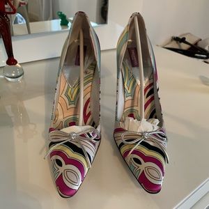 EMILIO PUCCI Multi-Color Print Satin High Heel